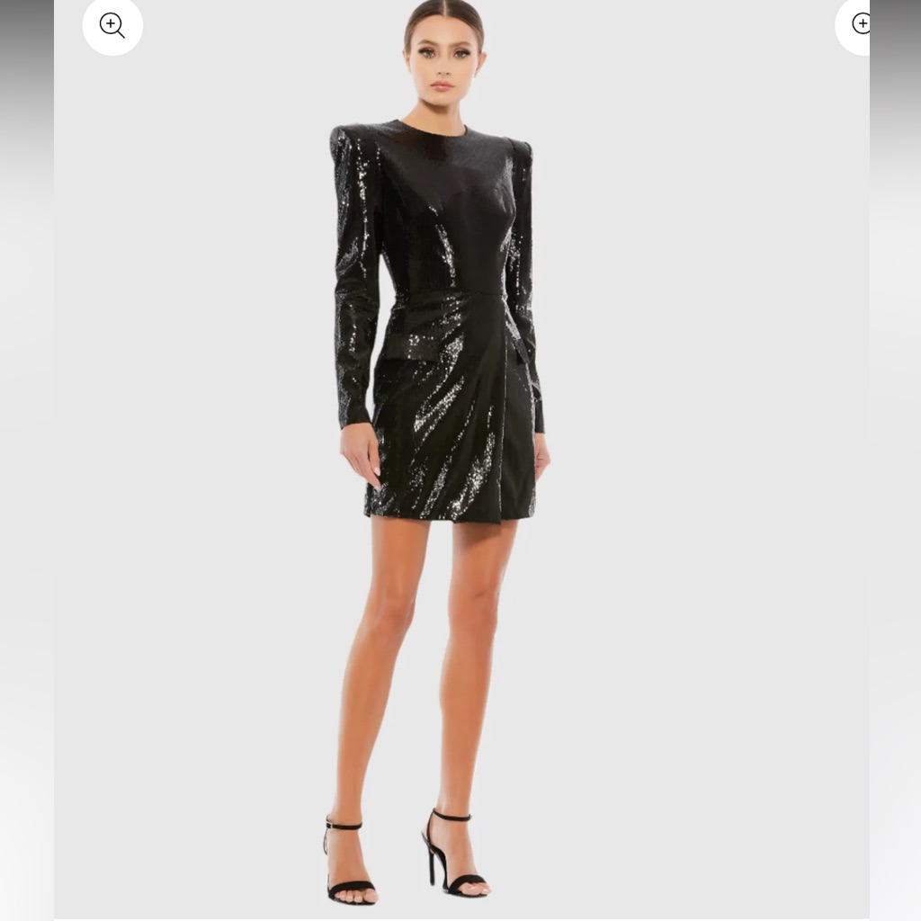 Mac Duggal Shimmering Black Long Sleeve Dress